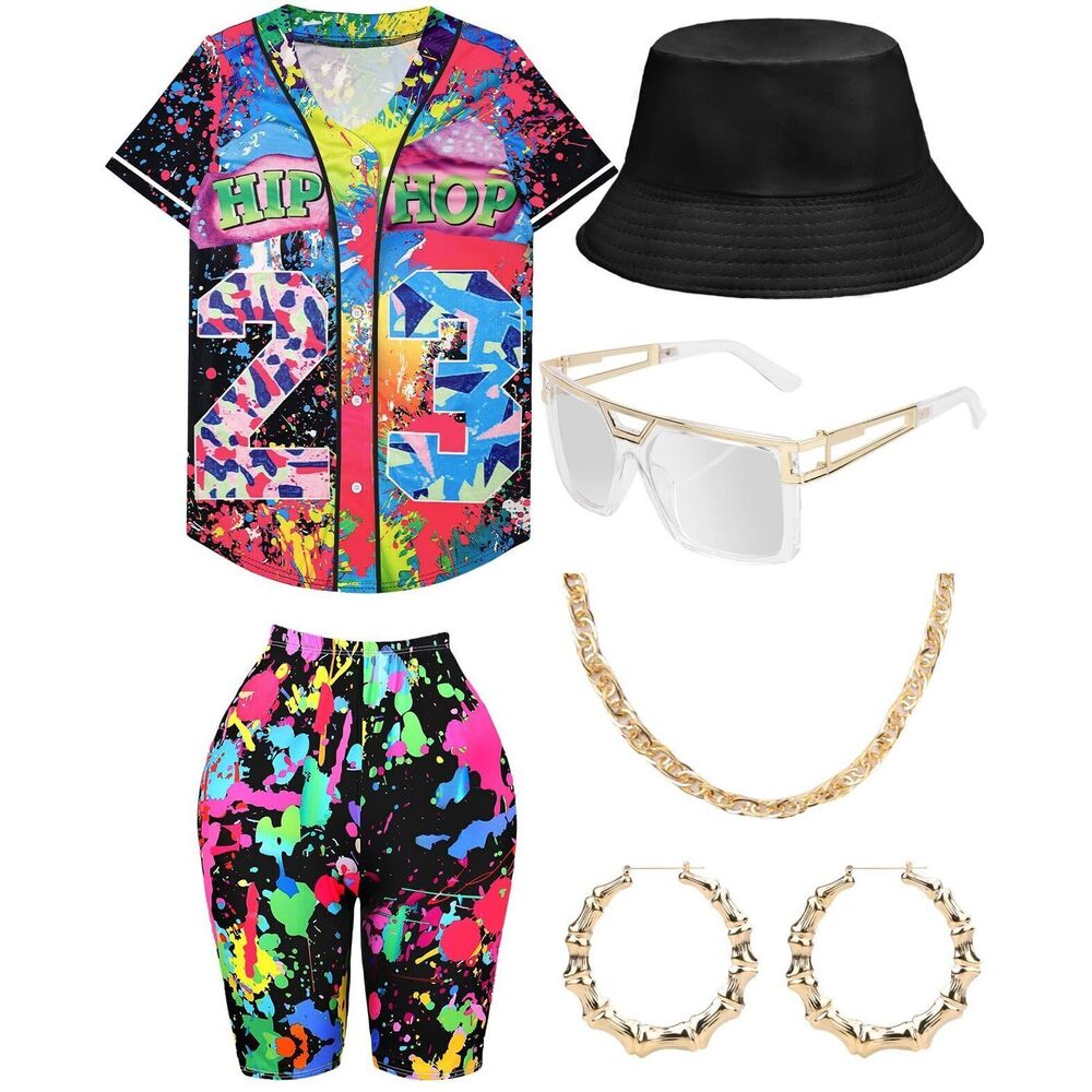 3482 80s 90s Outfit For Women, Unisex Hip Hop Costume Baseball